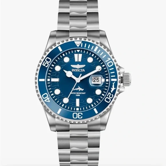 Invicta Men's Silver and Blue Dive Watch